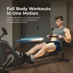 Sunny Health & Fitness SMART Compact Indoor Magnetic Rowing Machine