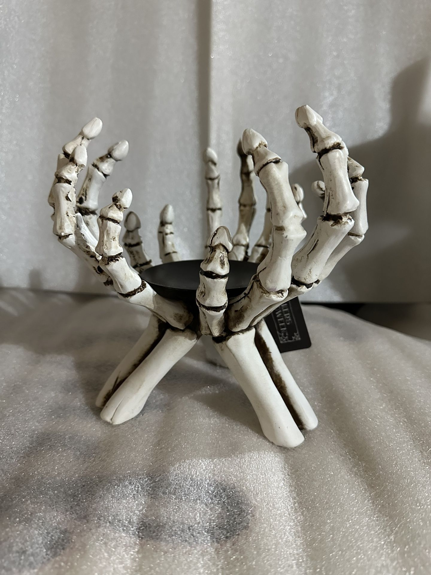 Halloween Skeleton Hand Candle Holder NWT