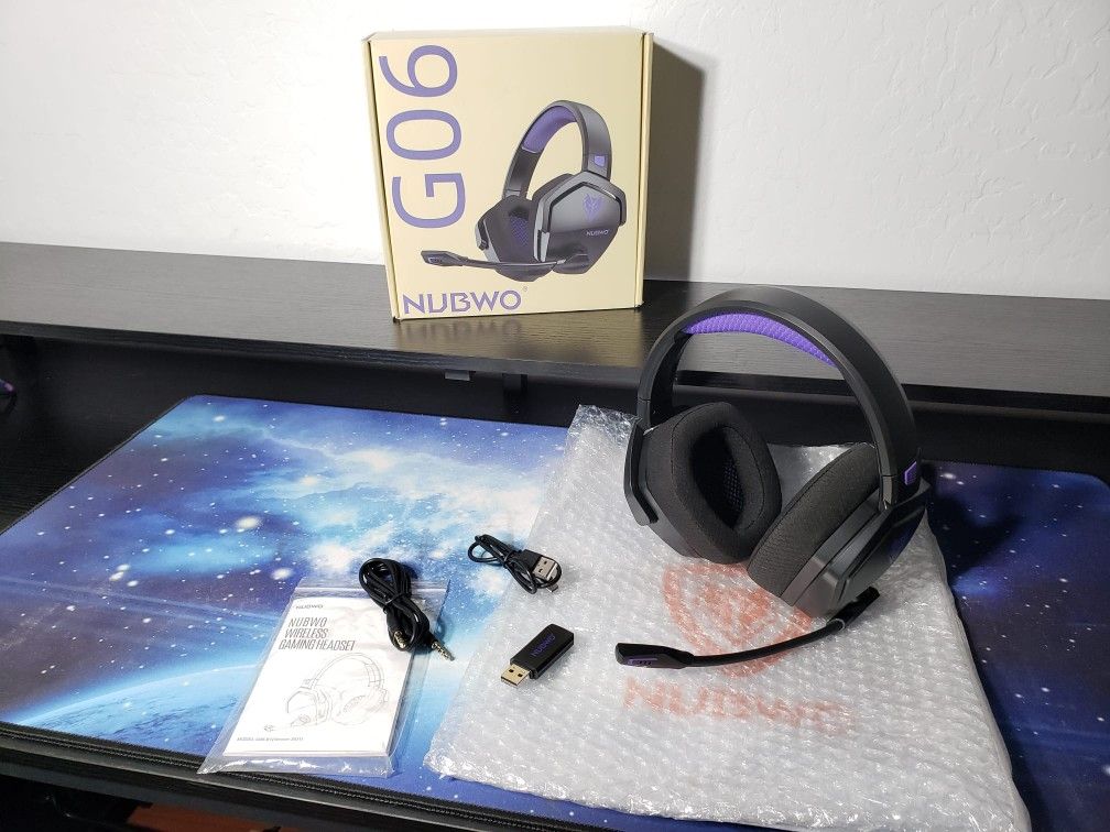 New NUBWO G06 Dual Wireless Gaming Headset W/ Microphone for PS5, PS4, PC, Mobile, Switch: 2.4GHz Wireless + Bluetooth, 100 Hr Battery, 50mm Drivers, 