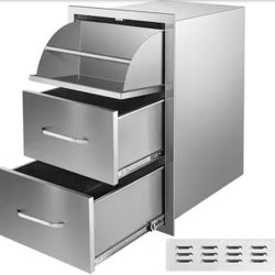 Outdoor BBQ Kitchen Stainless Steel Double Access Drawers 