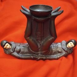 Beautiful Vintage & Unique Art Deco Pierrot Two-Figure Candle or Incense Holder