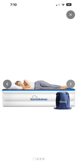 SoundAsleep Dream Series Raised Twin Air Mattress, Built-in Pump, Blue ComfortCoil Technology, fast 1-click inflation, waterproof flocked top and Sure
