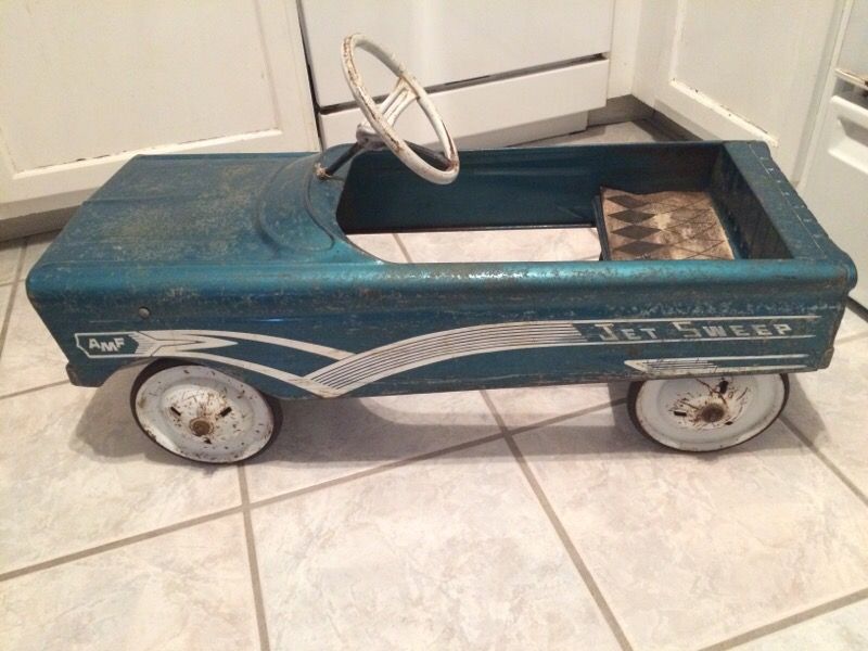 Original 1960's AMF Full Size Blue Jet Sweep Pedal Car.