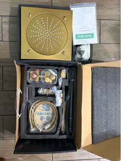 Shower Faucet Set Brushed Gold Shower System,Shower Faucet,Ceiling Mount 11inch muti- function shower head