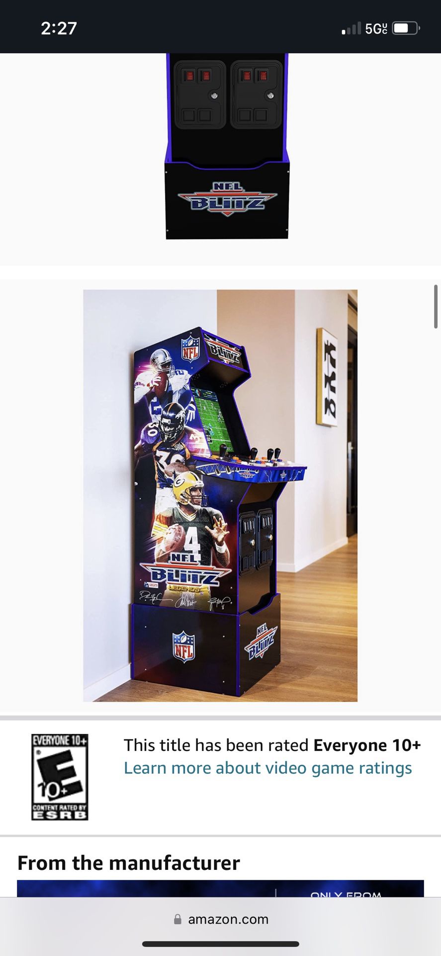  Arcade1Up NFL Blitz Legends Arcade Machine - 4 Player, 5-foot  tall full-size stand-up game for home with WiFi for online multiplayer,  leaderboards, and a light-up marquee : Toys & Games