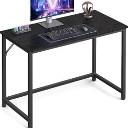 VASAGLE Computer Desk, Office Work Desk, 39.4 x 19.7 x 29.9 Inches, for Study, Bedroom, Home Office, Living Room, Ebony Black and Ink Black ULWD041B56