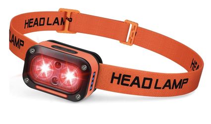 Red LED Headlamp Dual Light High Lumens USB Rechargeable Redlight Headlight for Hardhat with Motion Sensor, Up/Down Adjustable, Waterproof Head Lamps 