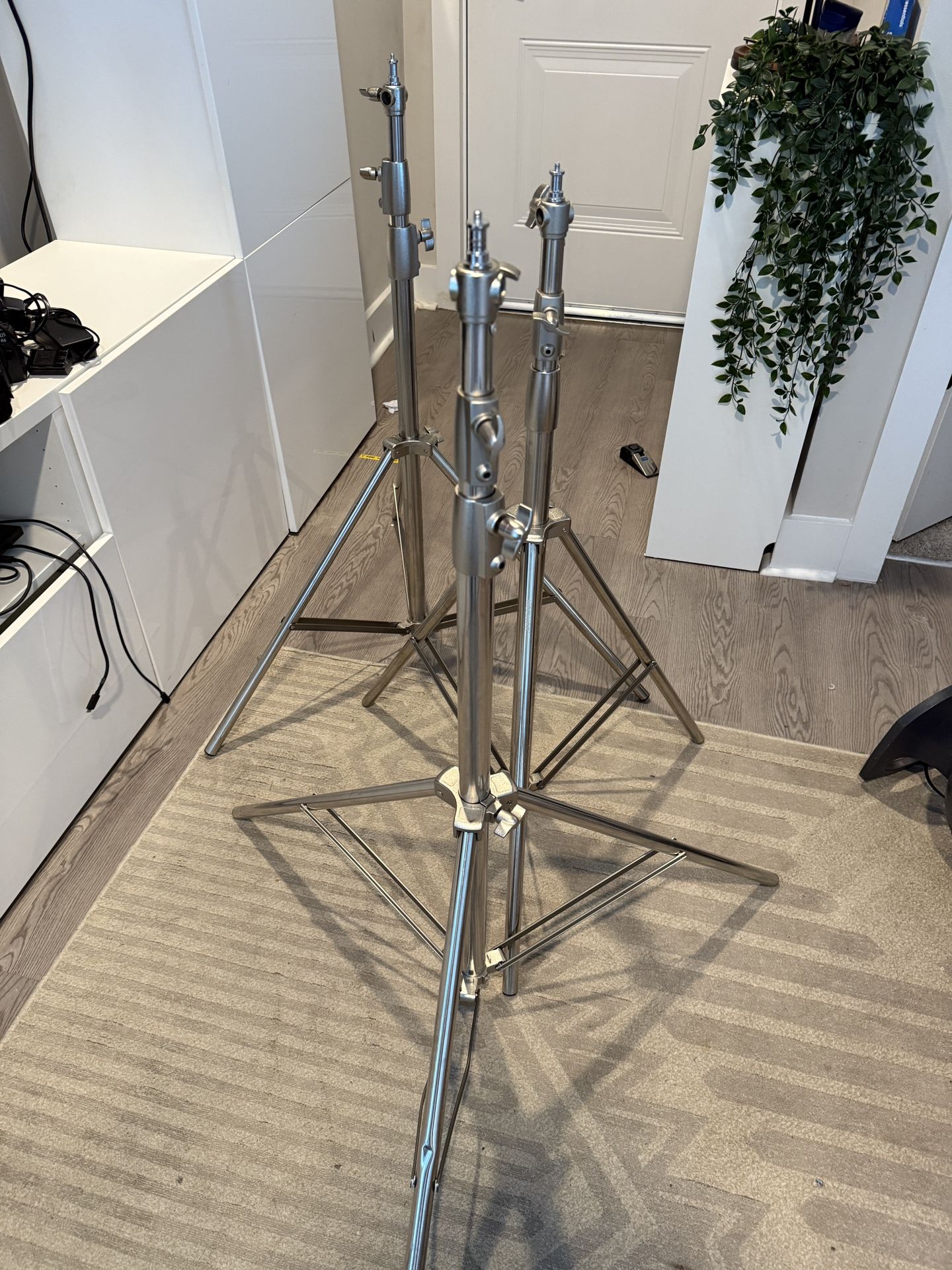 Lot of 3 – Heavy Duty Steel C-Stands / Light Stands – Film & Photography Grip