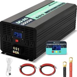 Mxmoonfree 5000W Pure Sine Wave Power Inverter 12V DC to 110V AC