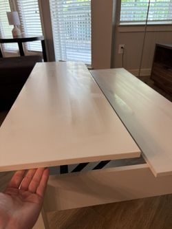 Coffee Table- White With Folding Storage