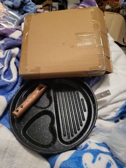Divided Nonstick Grill Pan with Wooden Handle