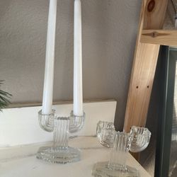 Glass Table Scape Taper Candle Holders 
