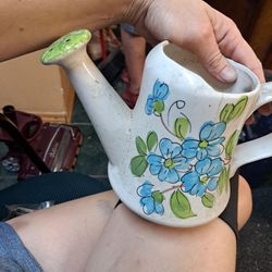 Vintage(1970's) Italian Hand Painted & Crafted Ceramic Watering Can/Vase-Signed