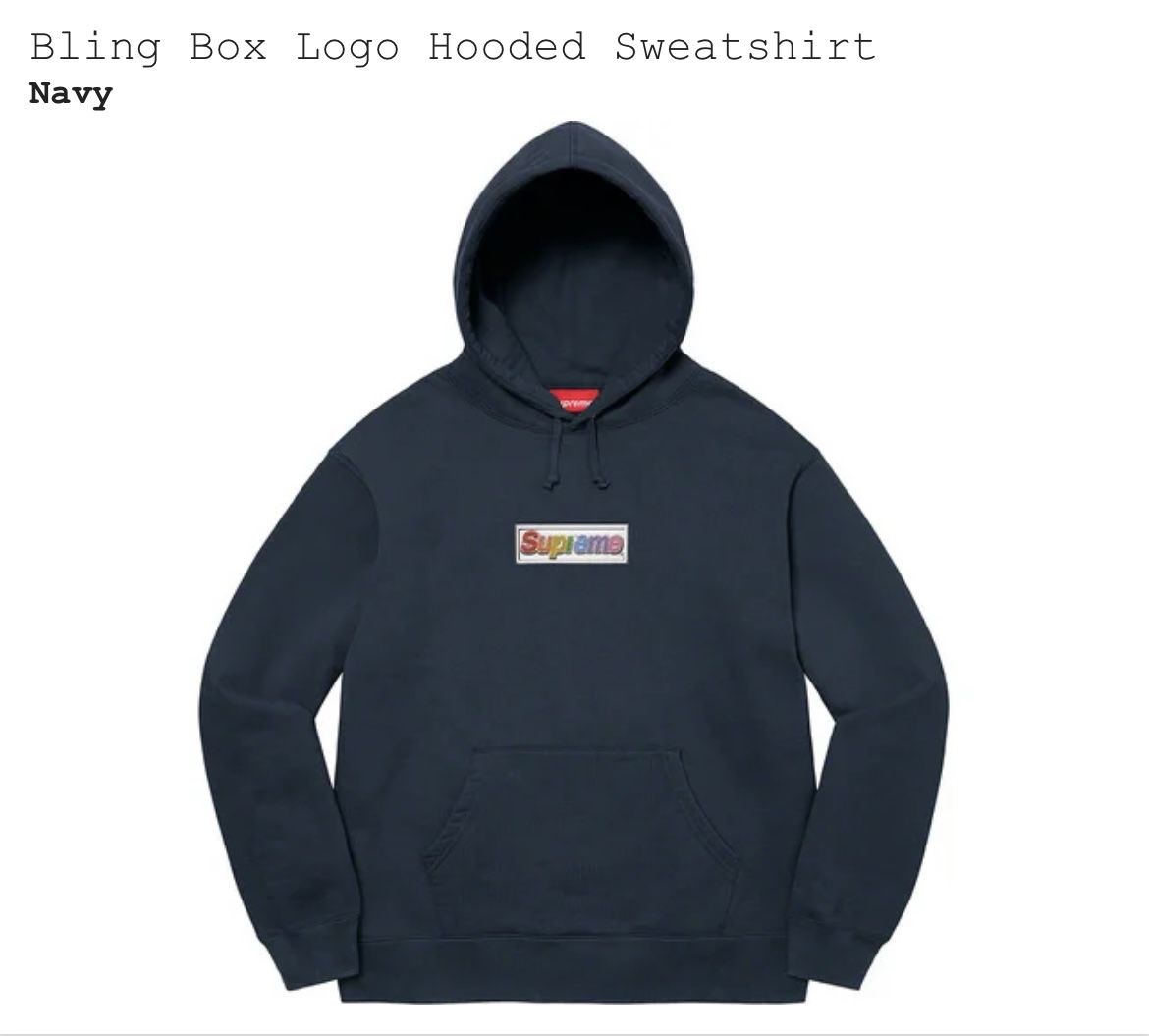 Supreme Bling Box Logo Hooded Sweatshirt