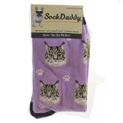 NWT adult one size Maine Coon Cat Sock Daddy Socks Premium Quality ankle pet