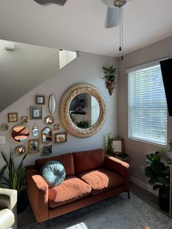 Two piece orange couch set