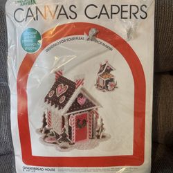 Leisure Arts Canvas Capers Christmas 3D Gingerbread House 8”x 9”x 9” Kit Needle