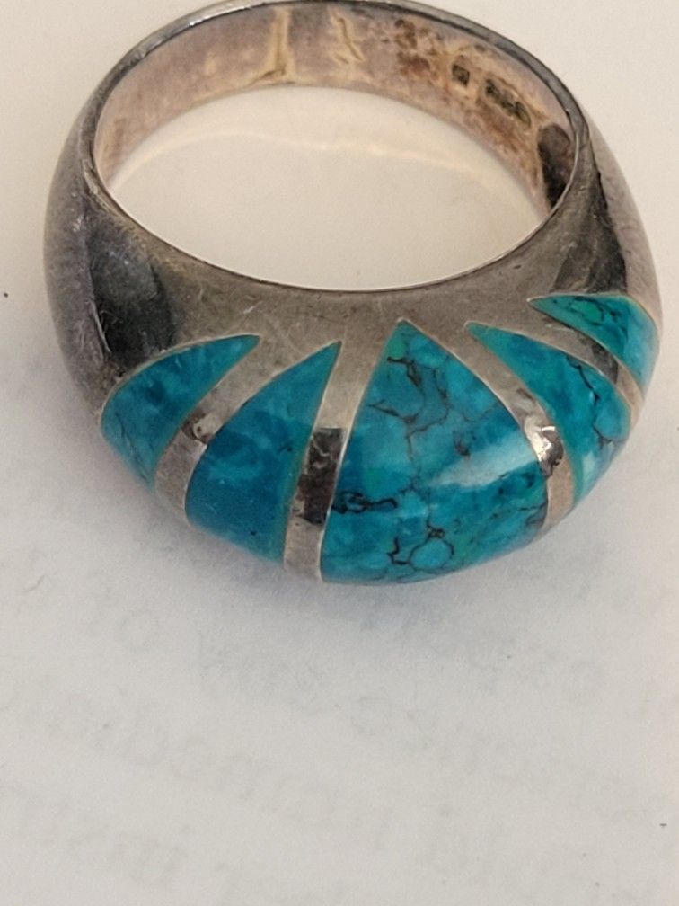 3 Sterling Silver 925 Rings Turquoise, Amethyst. Quartz