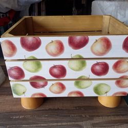 CUTE FOOTED WOODEN APPLE CRATE 