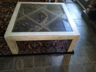 SMOKED BEVELED GLASS TOP COFFEE TABLE