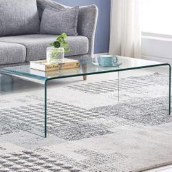 New In Box Glass Coffee Table, Modern Tempered Clear Coffee Table