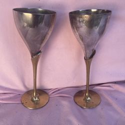 Lot Of 2 Silver Plated Glasses, NEVER USED, Need To Be Polished 