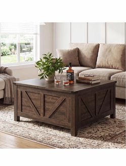 Round Coffee Table with Storage,Lift Top