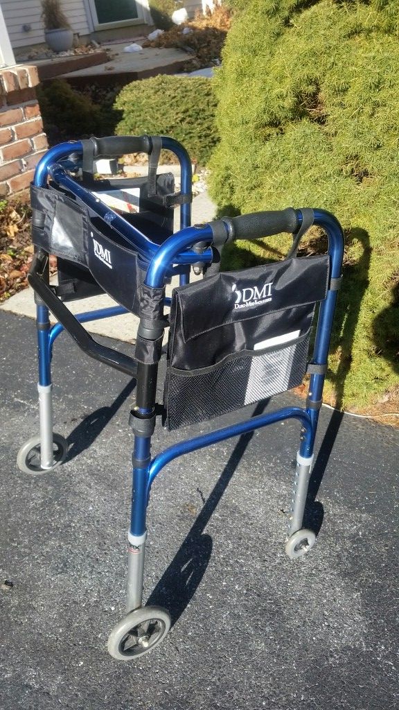 Blue folding walker