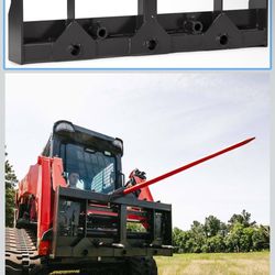 Attachments HD Skid Steer Hay Frame Attachment, Four Hay Spear Sleeves and Two Stabilizer Spear Sleeves, Rated 4,000 LB,