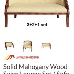 Solid Mahogany Wood Swan Lounge Set 