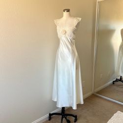 Women's White and Cream Dress