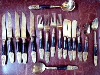 Vintage Brass/Rosewood cutlery