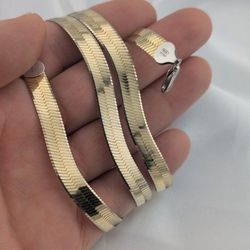 C17💛✨24" Italian Designer Signature MILOR Gold Vermeil Herringbone 7mm