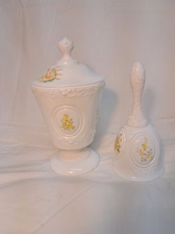 Fenton candy dish and bell