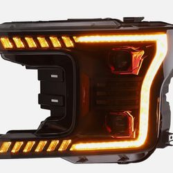 Headlight Assembly Halogen Type for FORD F-150 18-21, DRL Turn Signal,Black 