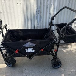 All Terrain Utility Folding Wagon, Collapsible Garden Cart, Heavy Duty Beach Wagon, for Shopping, Camping, and Outdoor Activities with Push Handle and