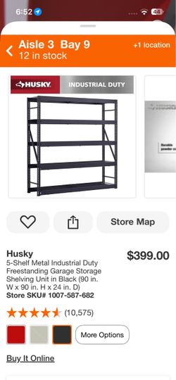 Husky 5-Shelf Metal Industrial Duty Freestanding Garage Storage Shelving Unit in Black (90 in. W × 90 in. H x 24 in. D)