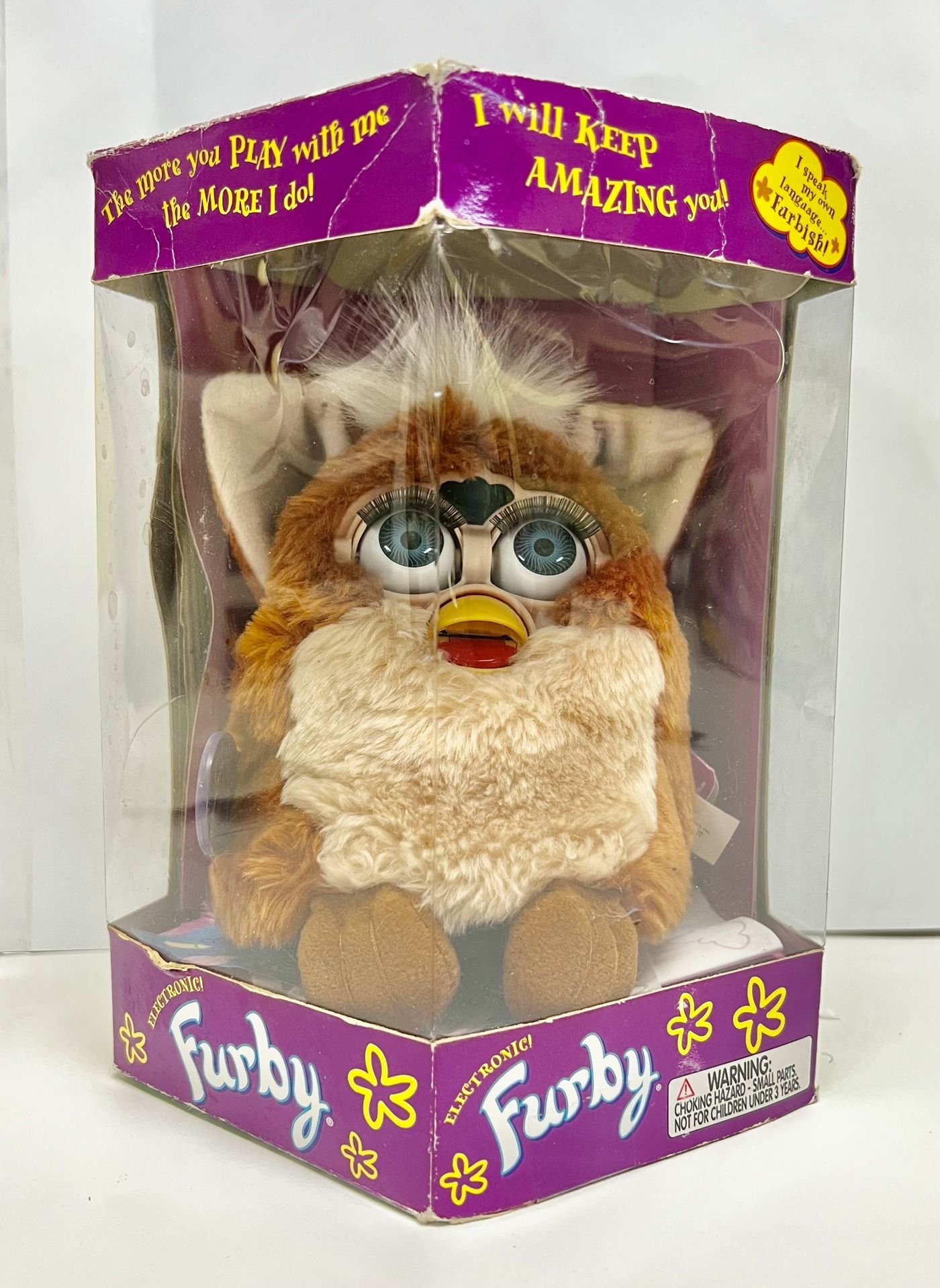*RARE* 1999 Furby 70-800 - Coffee Tan Brown Fur - Blue Eyes - White Hair