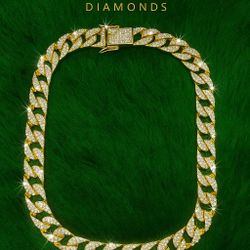 Gold Cuban With Stones 