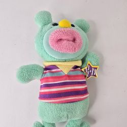 Fisher Price SING A MA JIG Plush Mint Green Striped Shirt 2010 Tested Works 9"