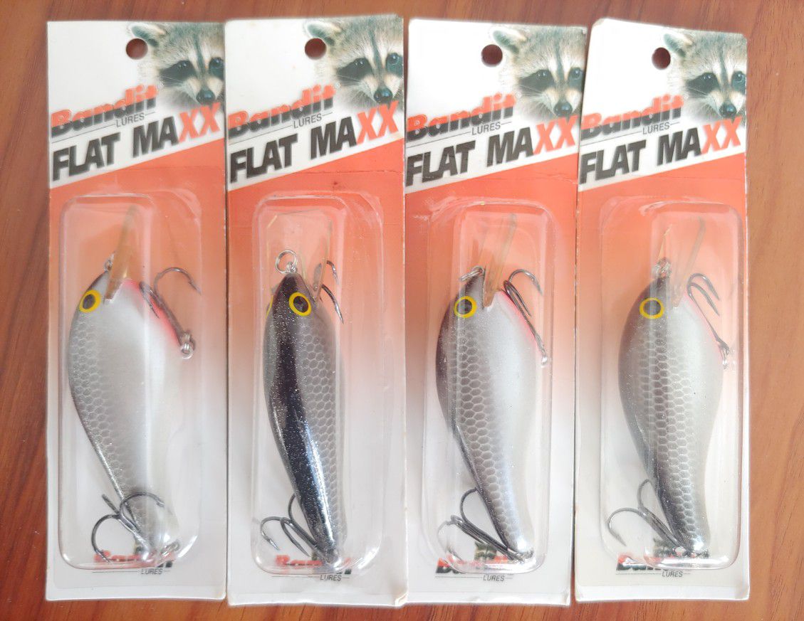 4 Packs Bandit Flat Maxx Shallow Series - FMS176 - Color: Silver Minnow Sparkle -  Fishing Lures - NOS - Discontinued