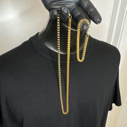 Gold Chain And Gold Bracelet Set