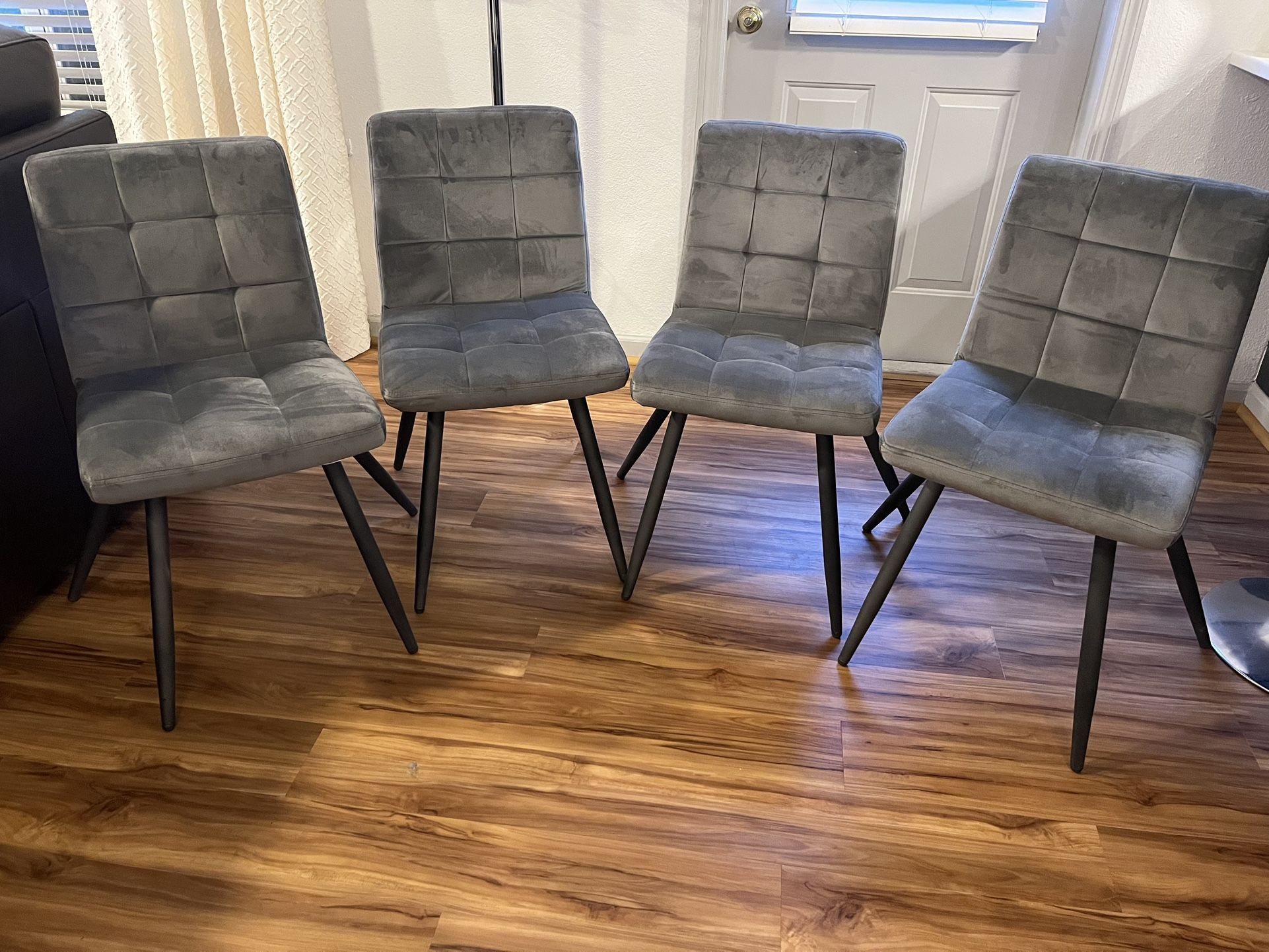 4 Gray Velvet Chairs