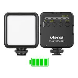 ULANZI VL49 2000mAh LED Video Light w 3 Cold Shoe, Rechargeable Soft Light Panel