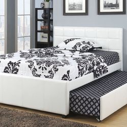 White Full Bed With Trundle - Mattress Sold Separate 