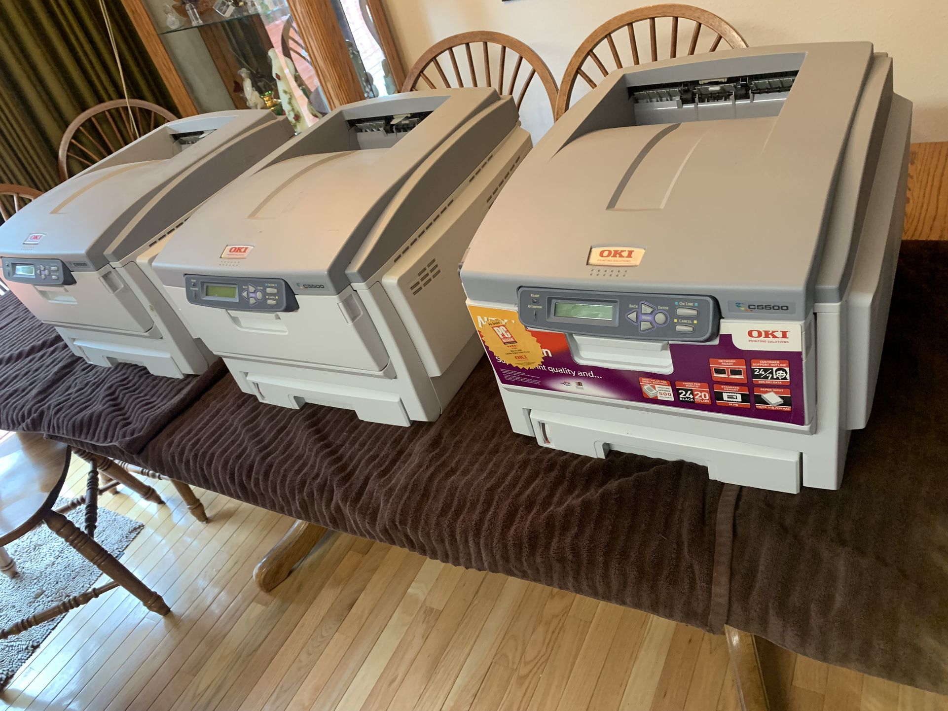 Three (3) Oki C5500 Laser Printer