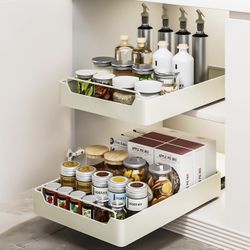 Pull Out Cabinet Organizer Fixed with Adhesive Nano Film, 