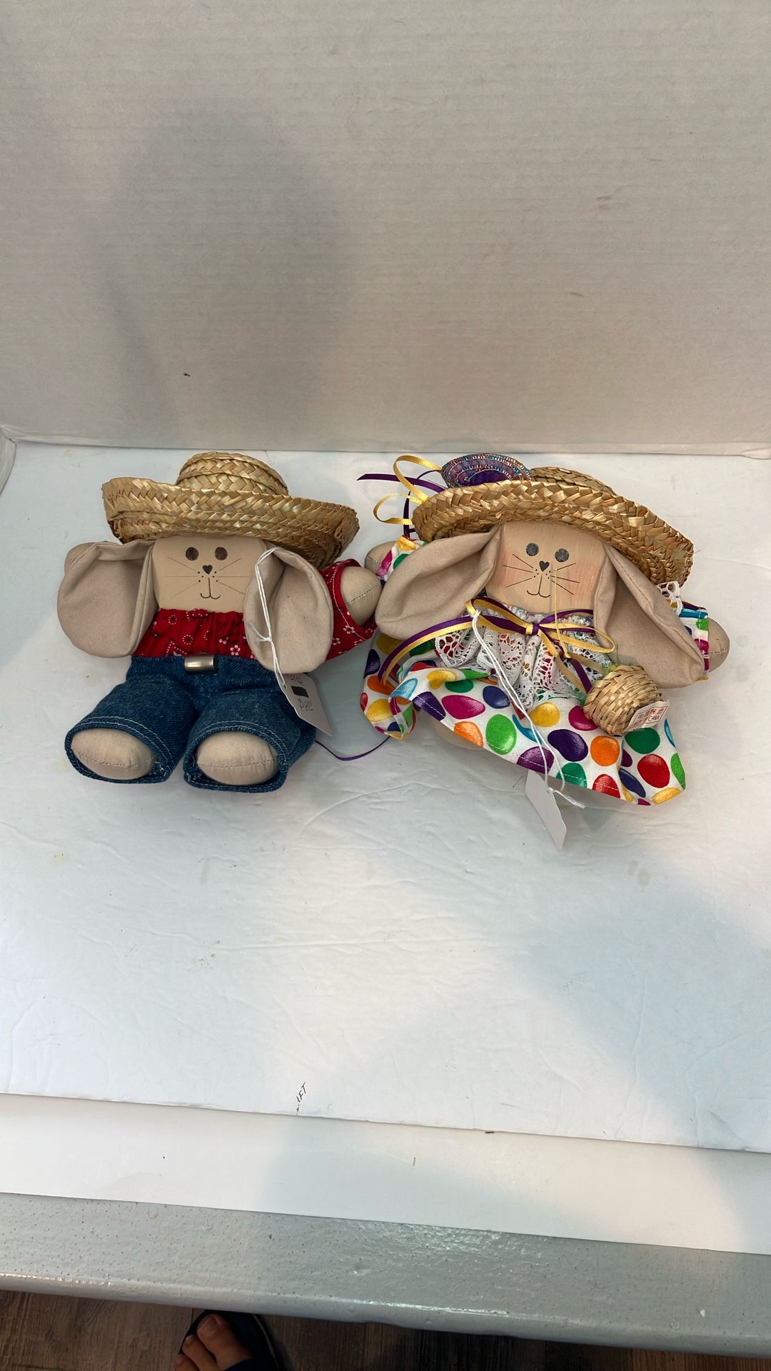 Rag Doll Farmer And Bunny Rabbit Easter Collectible Home Decor