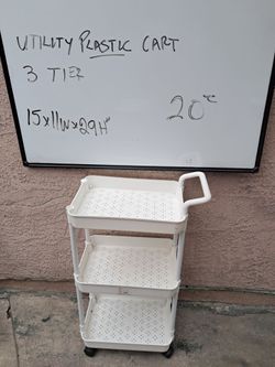3-Tier White Plastic Utility Cart