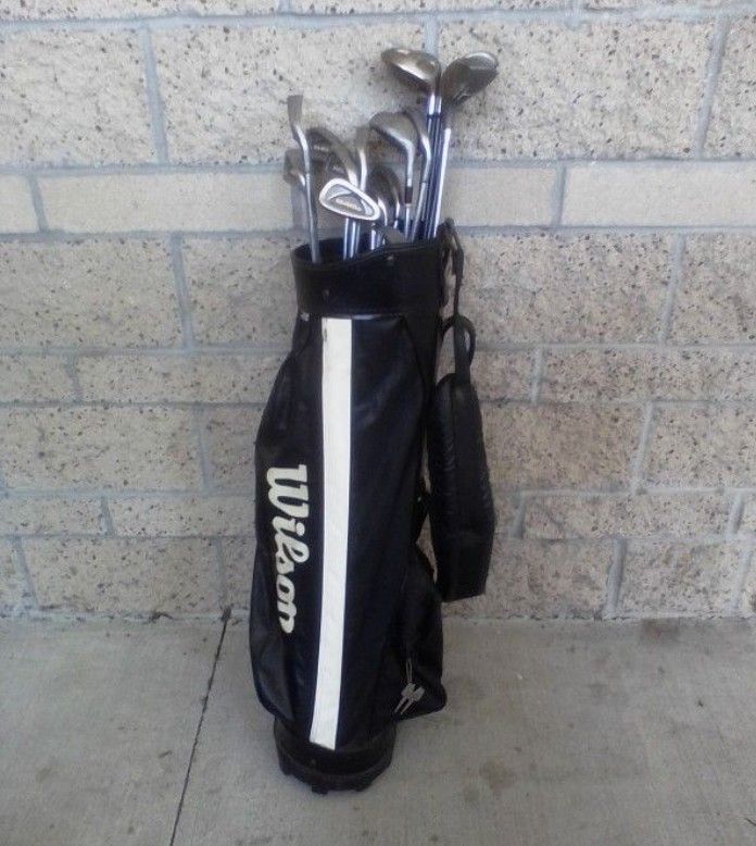 Whole Set Of Golf Clubs with Genuine Leather Wilson Golf Bag